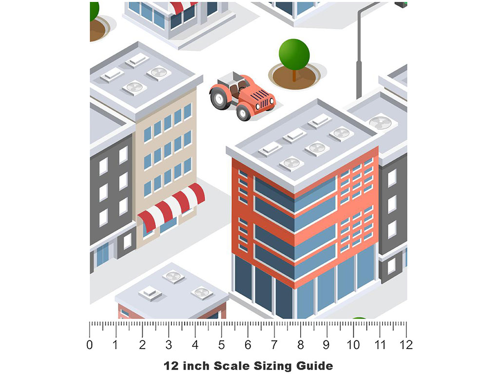 Small Town Sprawl Cityscape Vinyl Film Pattern Size 12 inch Scale