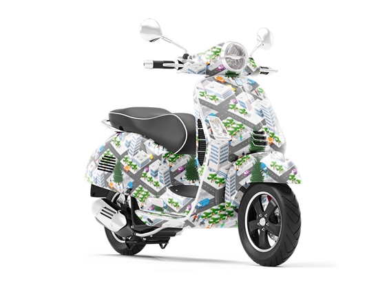 Snowy Streets Cityscape Vespa Scooter Wrap Film