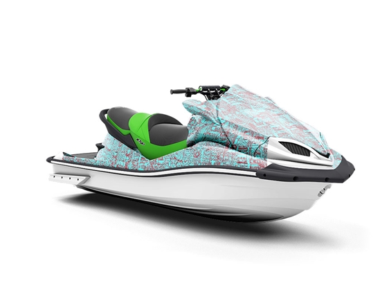 Teal Downtown Cityscape Jet Ski Vinyl Customized Wrap