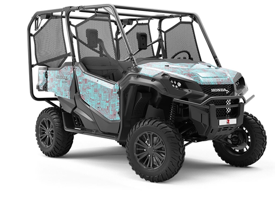 Teal Downtown Cityscape Utility Vehicle Vinyl Wrap