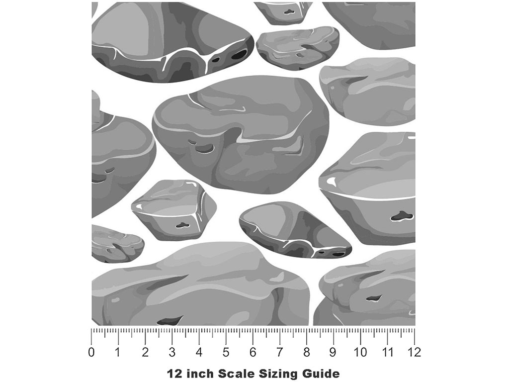 Plain Grey Cobblestone Vinyl Film Pattern Size 12 inch Scale