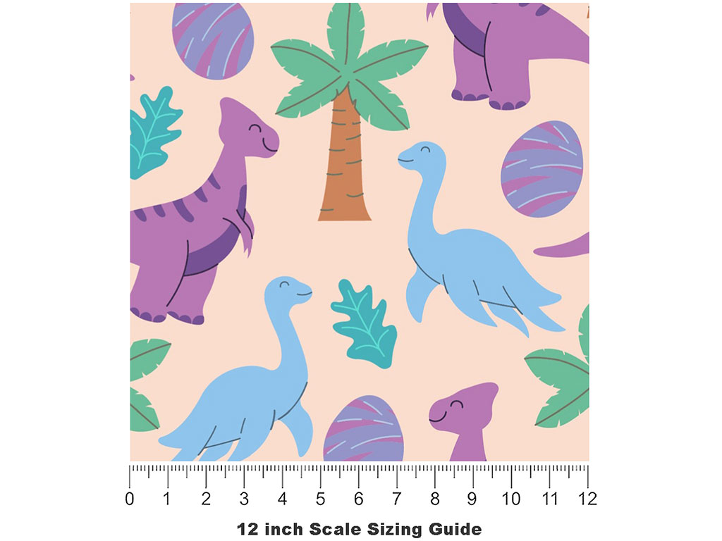 Happy Hadrosaurs Dinosaur Vinyl Film Pattern Size 12 inch Scale