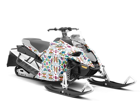 Mandala Rainbows Dinosaur Custom Wrapped Snowmobile