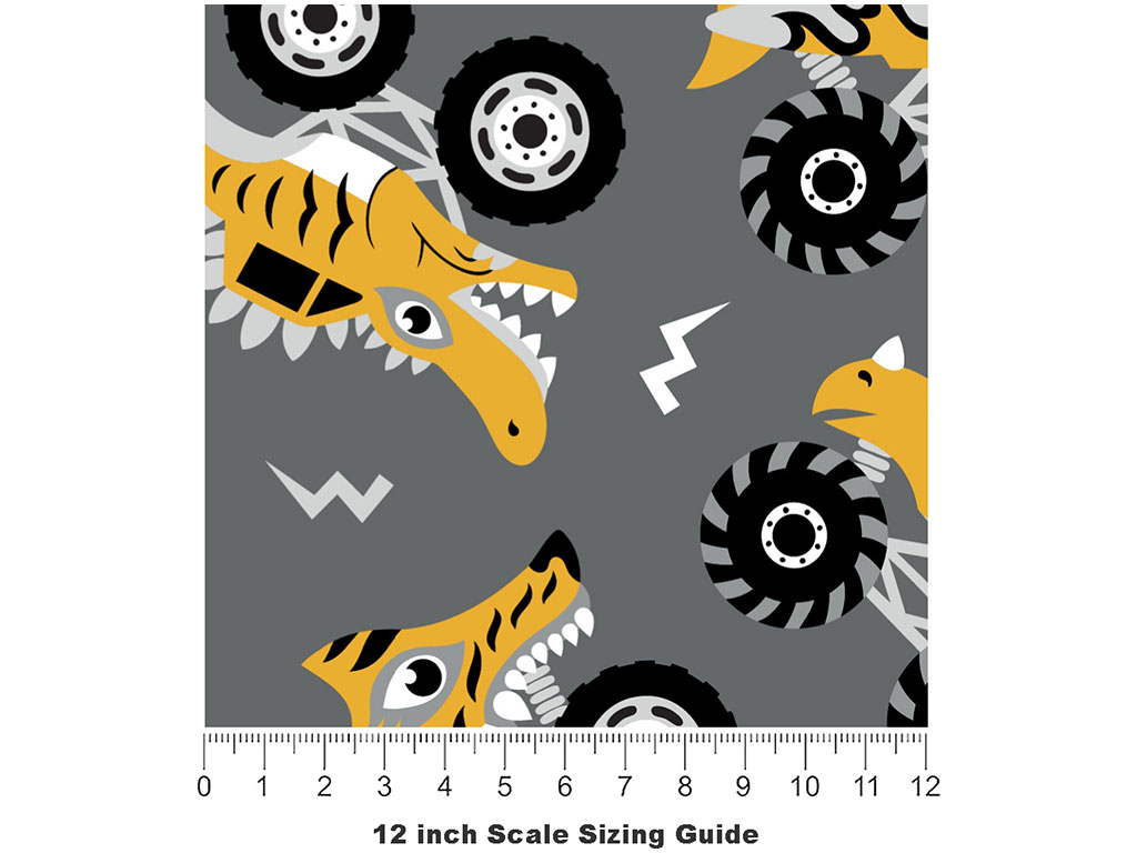 Monster Trucks Dinosaur Vinyl Film Pattern Size 12 inch Scale