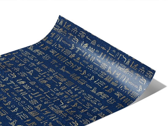 Rwraps™ Blue Hieroglyphs Egyptian | Egyptian Car Print Film Wrap Vinyl Wrap