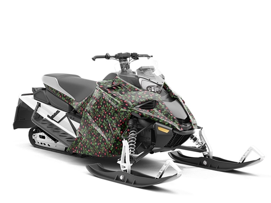 Midnight Sweetpea Floral Custom Wrapped Snowmobile