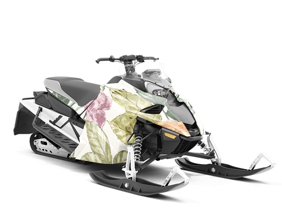 Realistic Garden Floral Custom Wrapped Snowmobile