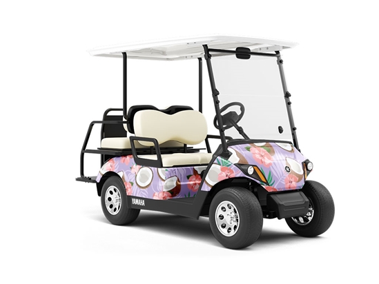 Purple Hibiscus Fruit Wrapped Golf Cart