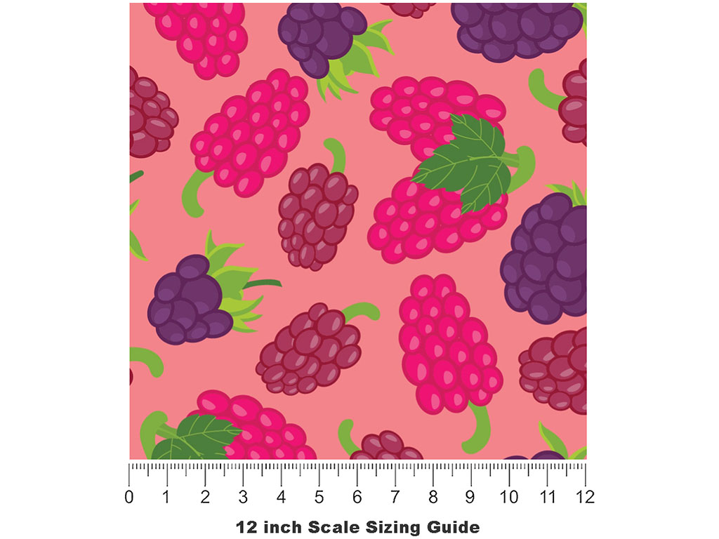 Black and Raspy Fruit Vinyl Film Pattern Size 12 inch Scale