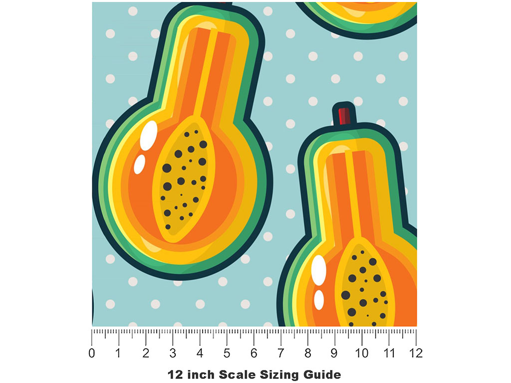 Papaya Potion Fruit Vinyl Film Pattern Size 12 inch Scale