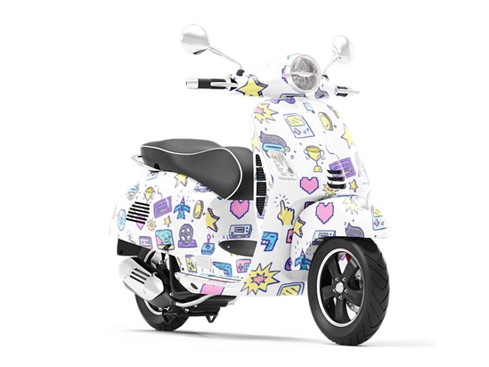 Retro Doodles Gaming Vespa Scooter Wrap Film