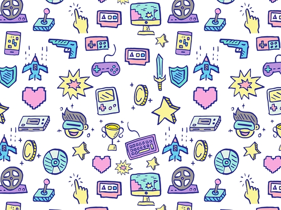 Retro Doodles Gaming Vinyl Wrap Pattern