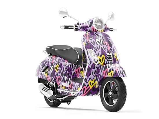 Purple Hearts Graffiti Vespa Scooter Wrap Film