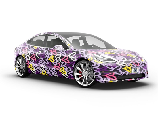 Purple Hearts Graffiti Vehicle Vinyl Wrap