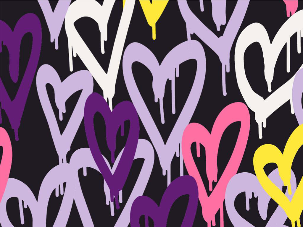 Purple Hearts Graffiti Vinyl Wrap Pattern