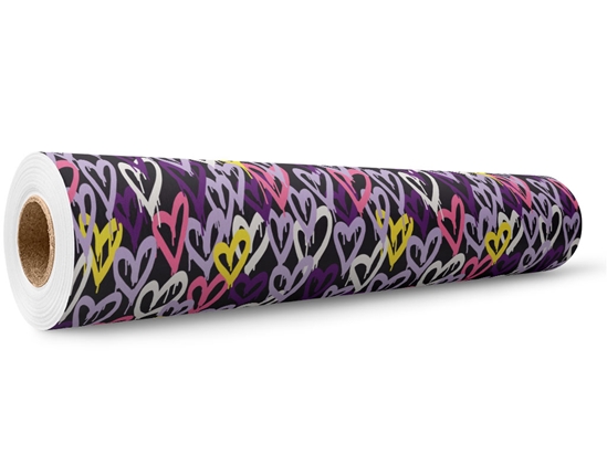 Purple Hearts Graffiti Wrap Film Wholesale Roll