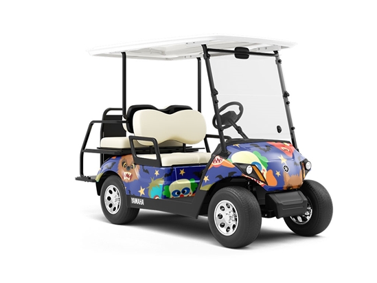 Spooky Friends Halloween Wrapped Golf Cart