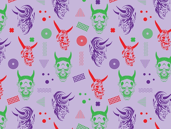 Yokai Masks Halloween Vinyl Wrap Pattern