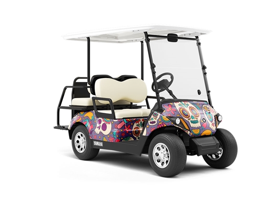 Painted Skulls Halloween Wrapped Golf Cart