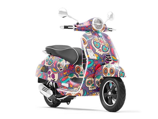 Painted Skulls Halloween Vespa Scooter Wrap Film