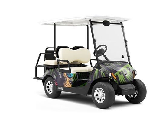 Pineapple Head Halloween Wrapped Golf Cart