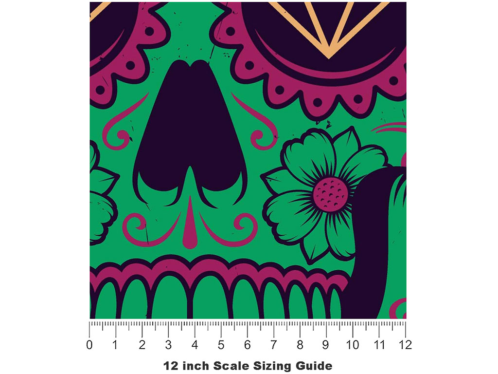 Sugar Skull Halloween Vinyl Film Pattern Size 12 inch Scale