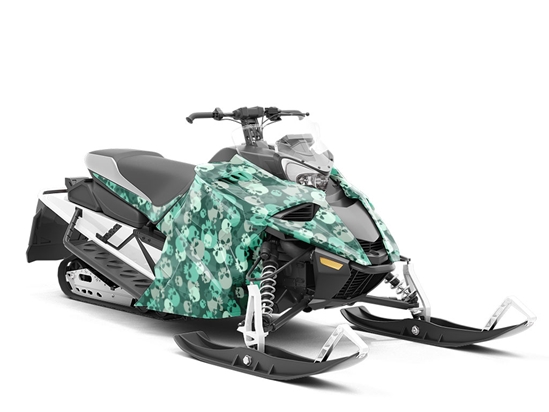 Teal Calvaria Halloween Custom Wrapped Snowmobile