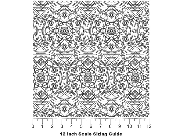 White Polygons Mandala Vinyl Film Pattern Size 12 inch Scale
