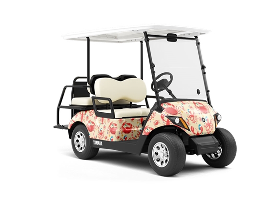 Christmas Seaside Marine Life Wrapped Golf Cart