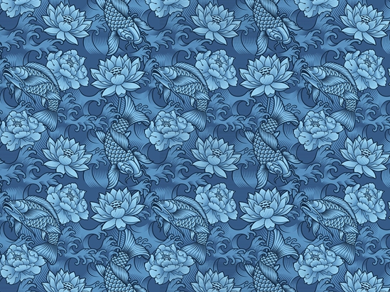 Blue Koi Marine Life Vinyl Wrap Pattern