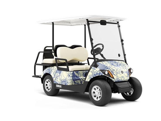 White Koi Marine Life Wrapped Golf Cart