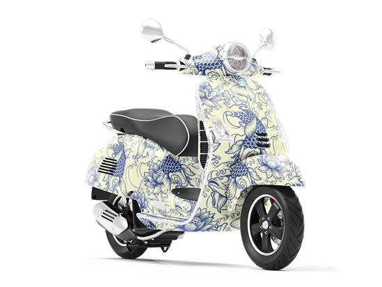 White Koi Marine Life Vespa Scooter Wrap Film