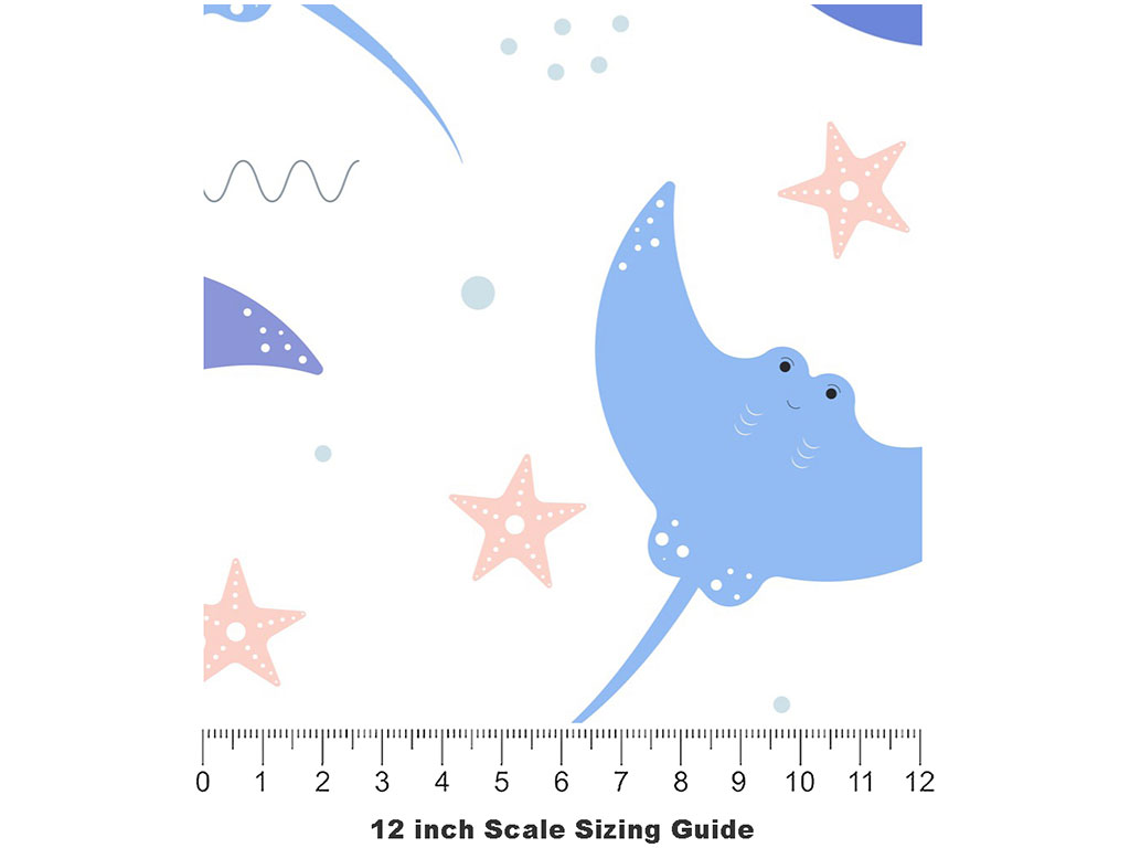 Smiling Stingray Marine Life Vinyl Film Pattern Size 12 inch Scale