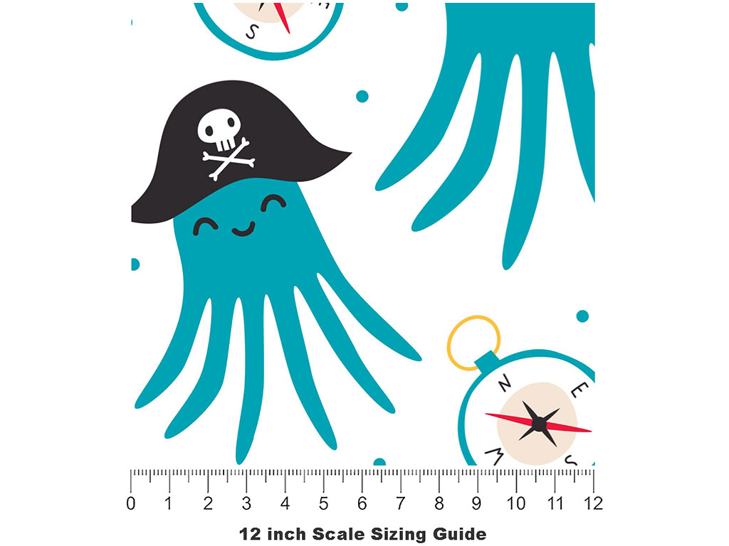 Octopus Pirates Marine Life Vinyl Film Pattern Size 12 inch Scale