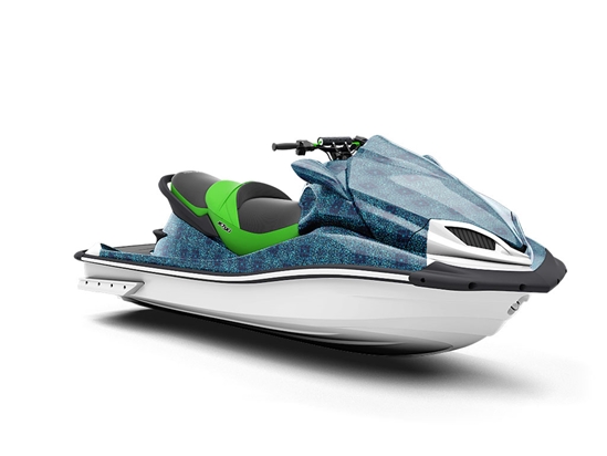 Cerulean Squares Mosaic Jet Ski Vinyl Customized Wrap