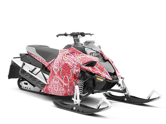 Juicy Watermelon Mosaic Custom Wrapped Snowmobile