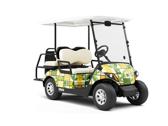 Yellow Banana Mosaic Wrapped Golf Cart