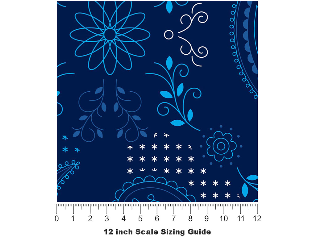 Sapphire Yin Yang Paisley Vinyl Film Pattern Size 12 inch Scale