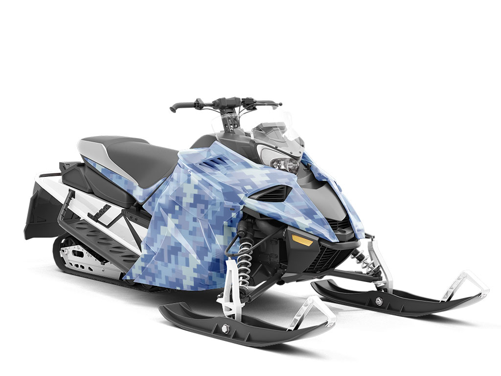 Icy Tundra Pixel Custom Wrapped Snowmobile