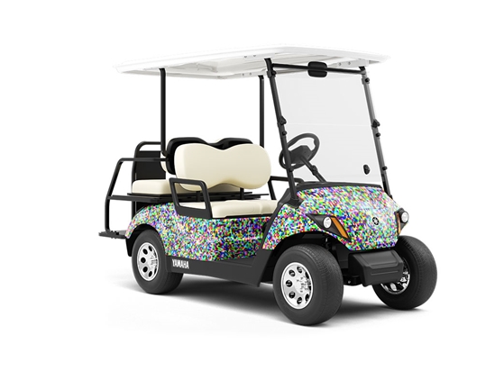 White Noise Pixel Wrapped Golf Cart