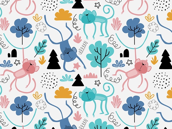 Pastel Jungle Primate Vinyl Wrap Pattern