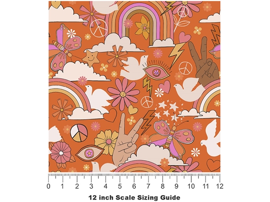 Garden Birds Retro Vinyl Film Pattern Size 12 inch Scale