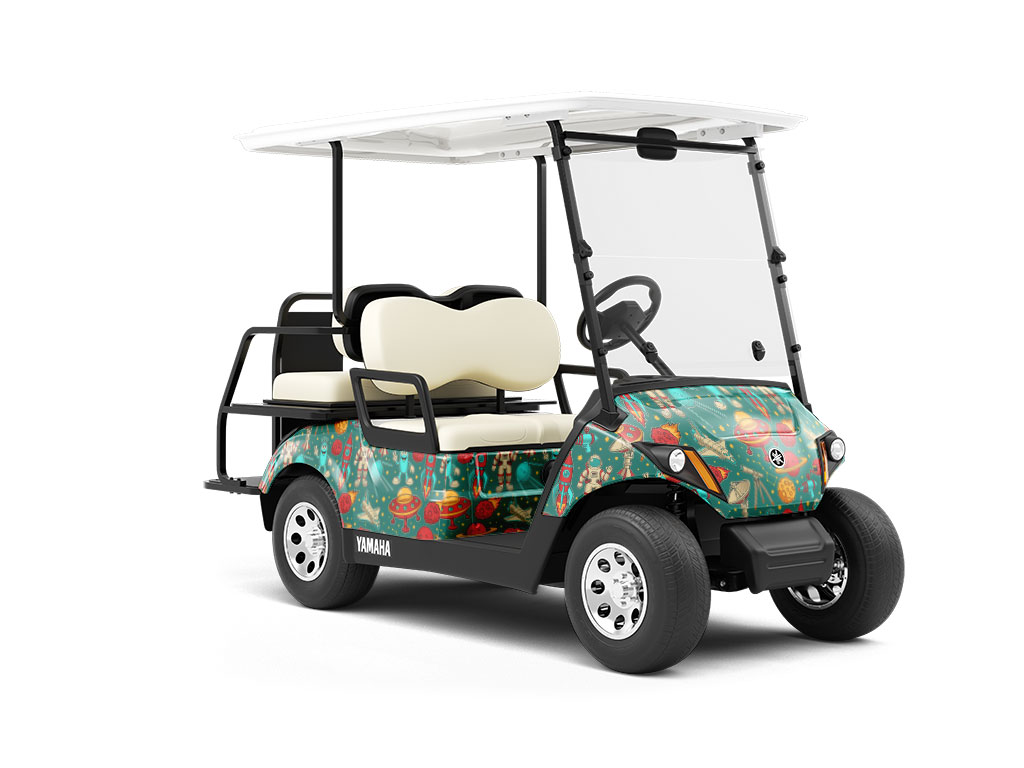 Teal Travelers Science Fiction Wrapped Golf Cart
