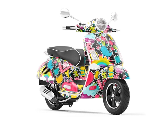 Lovey Dovey Sticker Bomb Vespa Scooter Wrap Film