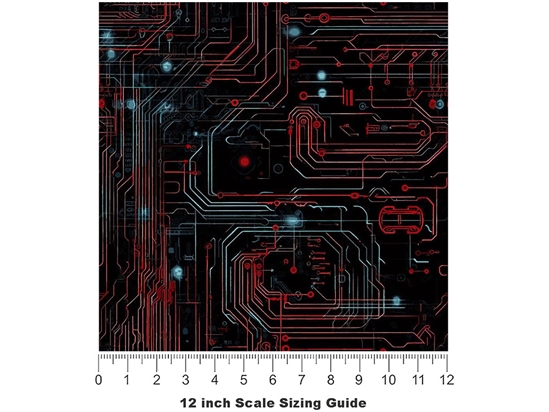 Red Blue Technology Vinyl Film Pattern Size 12 inch Scale