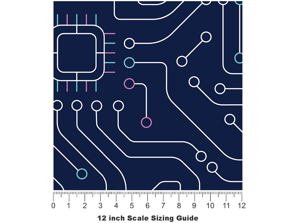 Simple Navy Technology Vinyl Film Pattern Size 12 inch Scale