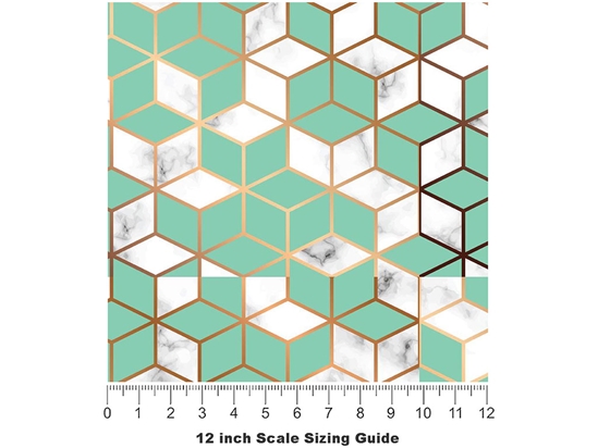 Aquamarine Cubes Tile Vinyl Film Pattern Size 12 inch Scale