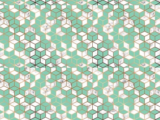 Aquamarine Cubes Tile Vinyl Wrap Pattern