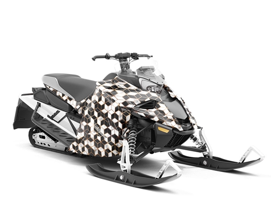 Black Cubes Tile Custom Wrapped Snowmobile