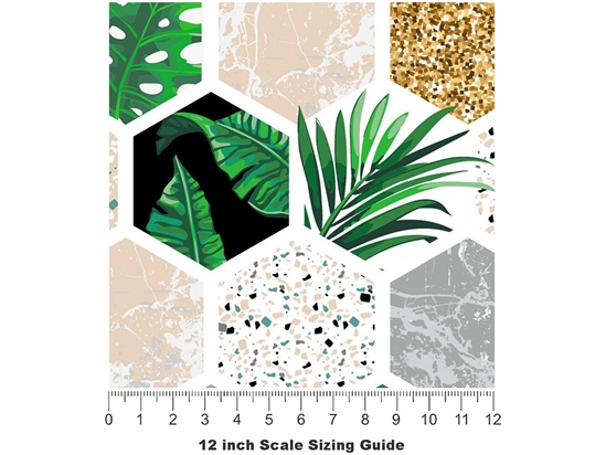 Fern Hexagonal Tile Vinyl Film Pattern Size 12 inch Scale